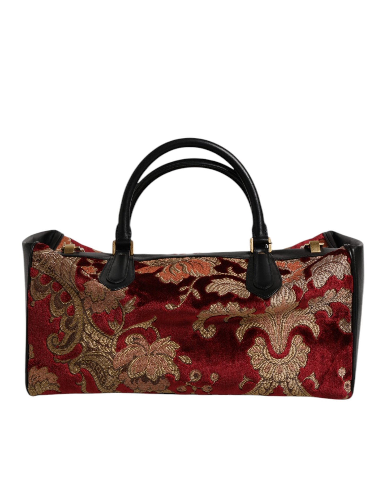 Multicolor Leather Brocade Velvet Travel Duffle Tote Bag - Image 4
