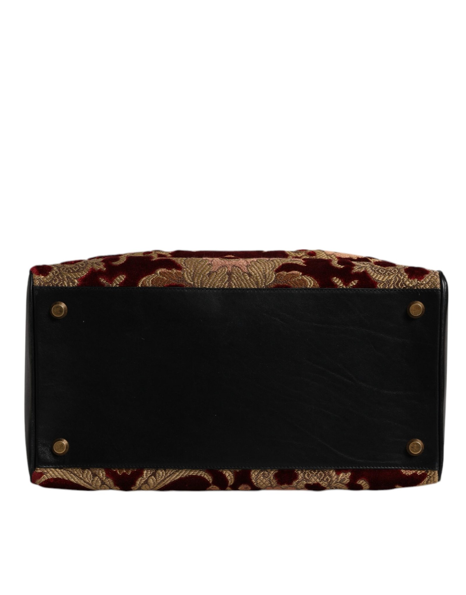 Multicolor Leather Brocade Velvet Travel Duffle Tote Bag - Image 5