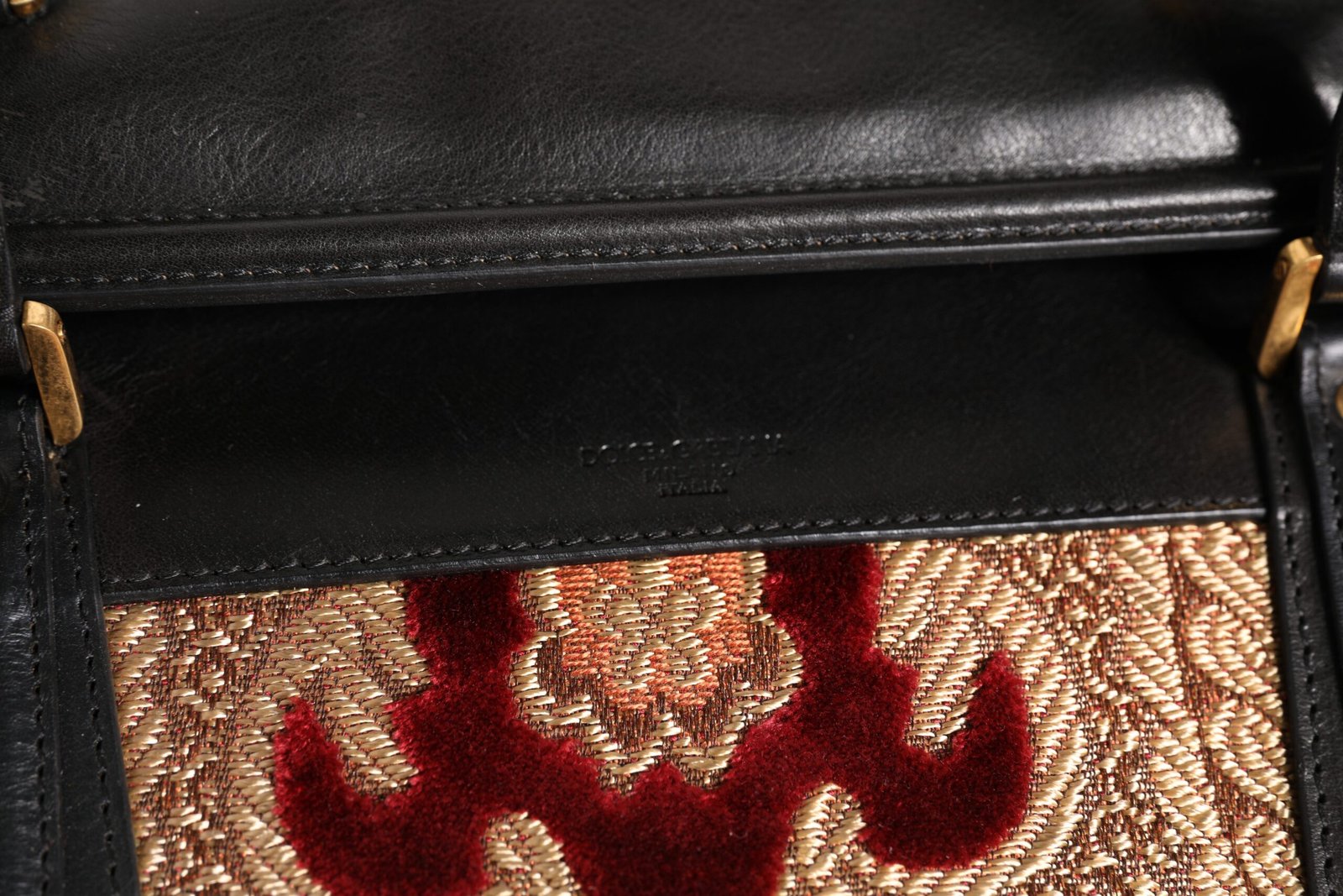 Multicolor Leather Brocade Velvet Travel Duffle Tote Bag - Image 7