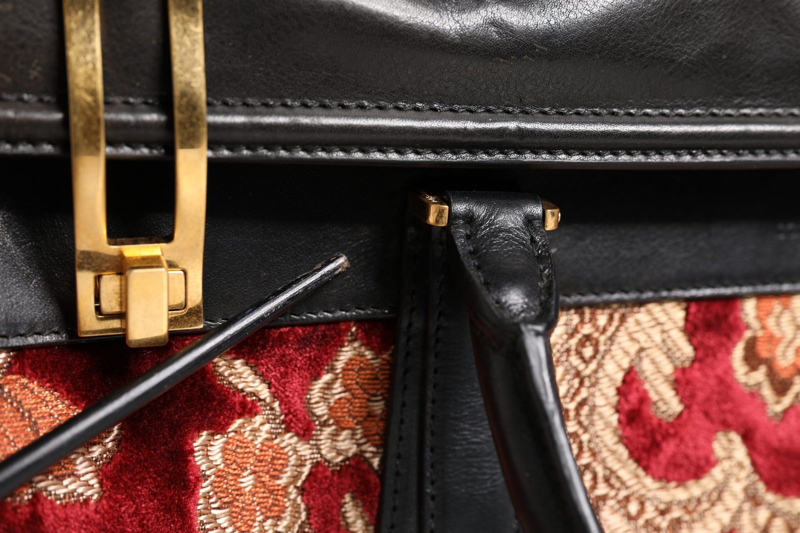 Multicolor Leather Brocade Velvet Travel Duffle Tote Bag - Image 8
