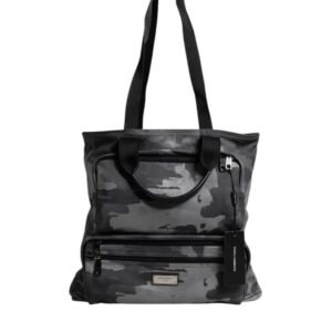 Black Camouflage Shoulder Strap Logo Plaque Bag