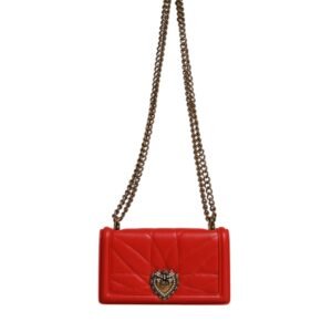 Red Quilted Devotion Crossbody Chain Phone Cover Bag