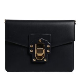 Black Calfskin Leather Shoulder Strap Bag