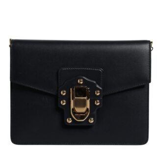 Black Calfskin Leather Shoulder Strap Bag