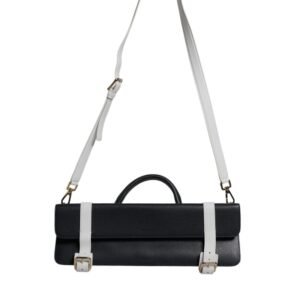 Blue White Calfskin Leather Crossbody Shoulder Bag