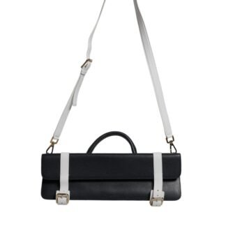 Blue White Calfskin Leather Crossbody Shoulder Bag