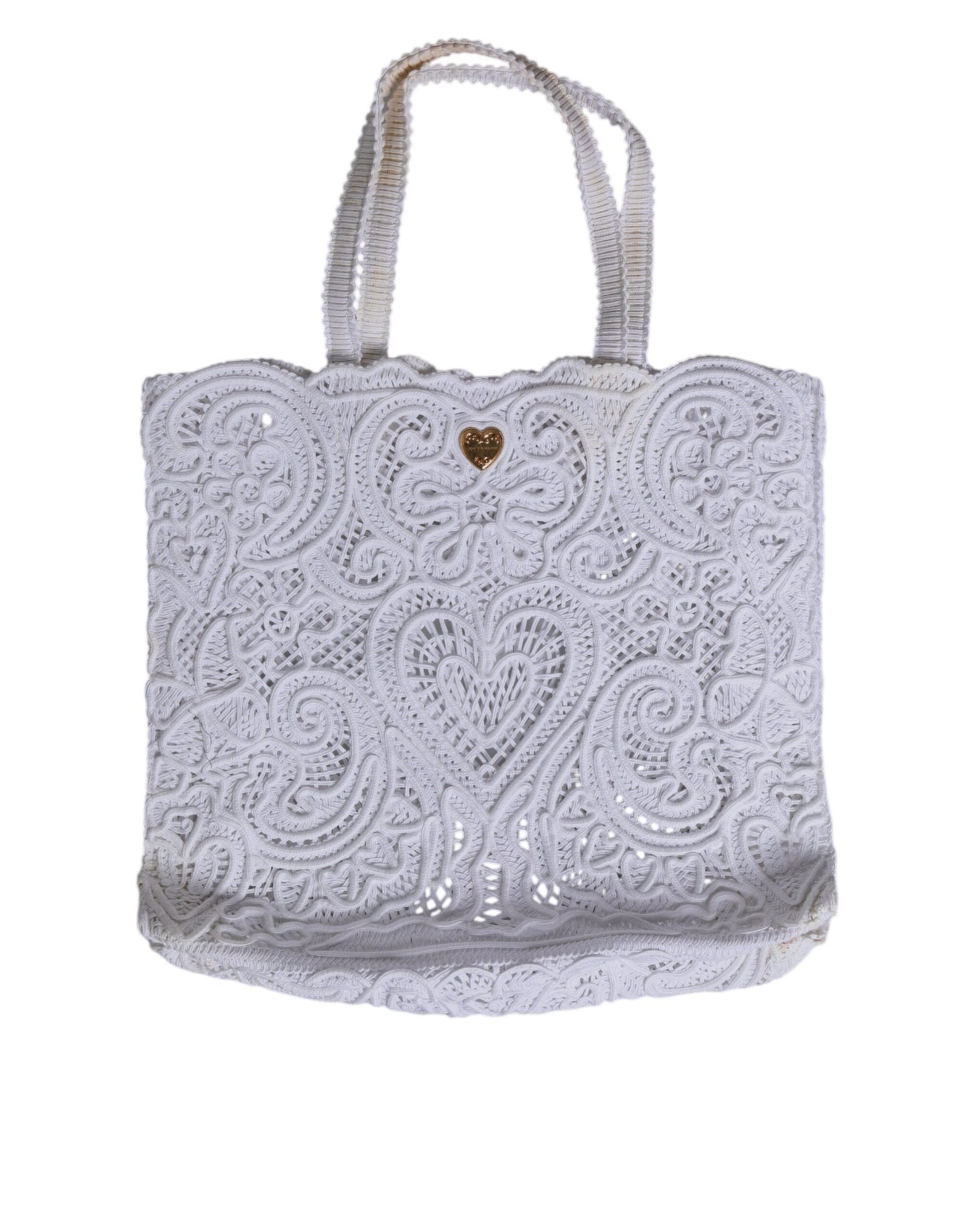 White Cordonetto Lace Beatrice Tote Shopping Bag - Image 2