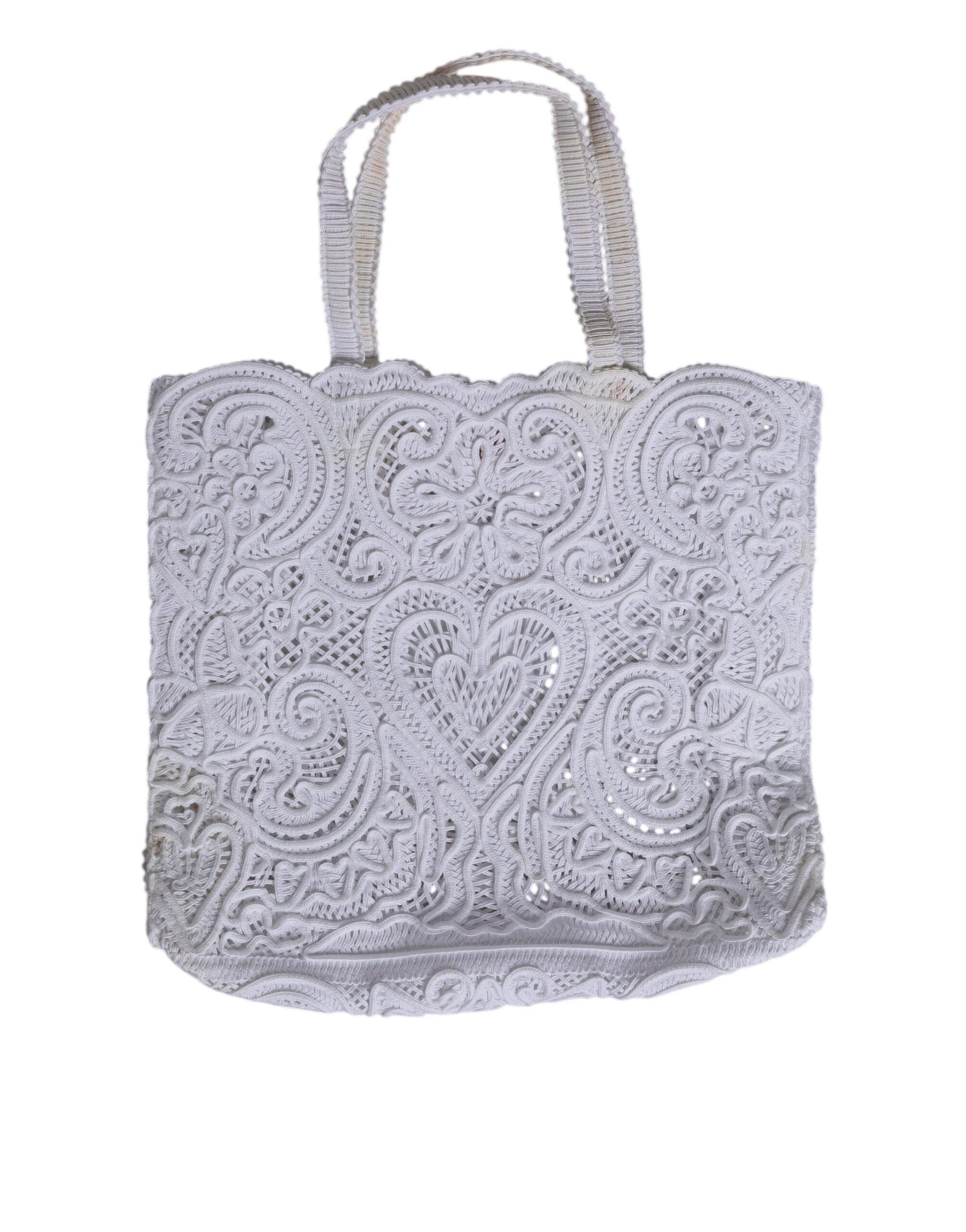 White Cordonetto Lace Beatrice Tote Shopping Bag - Image 3