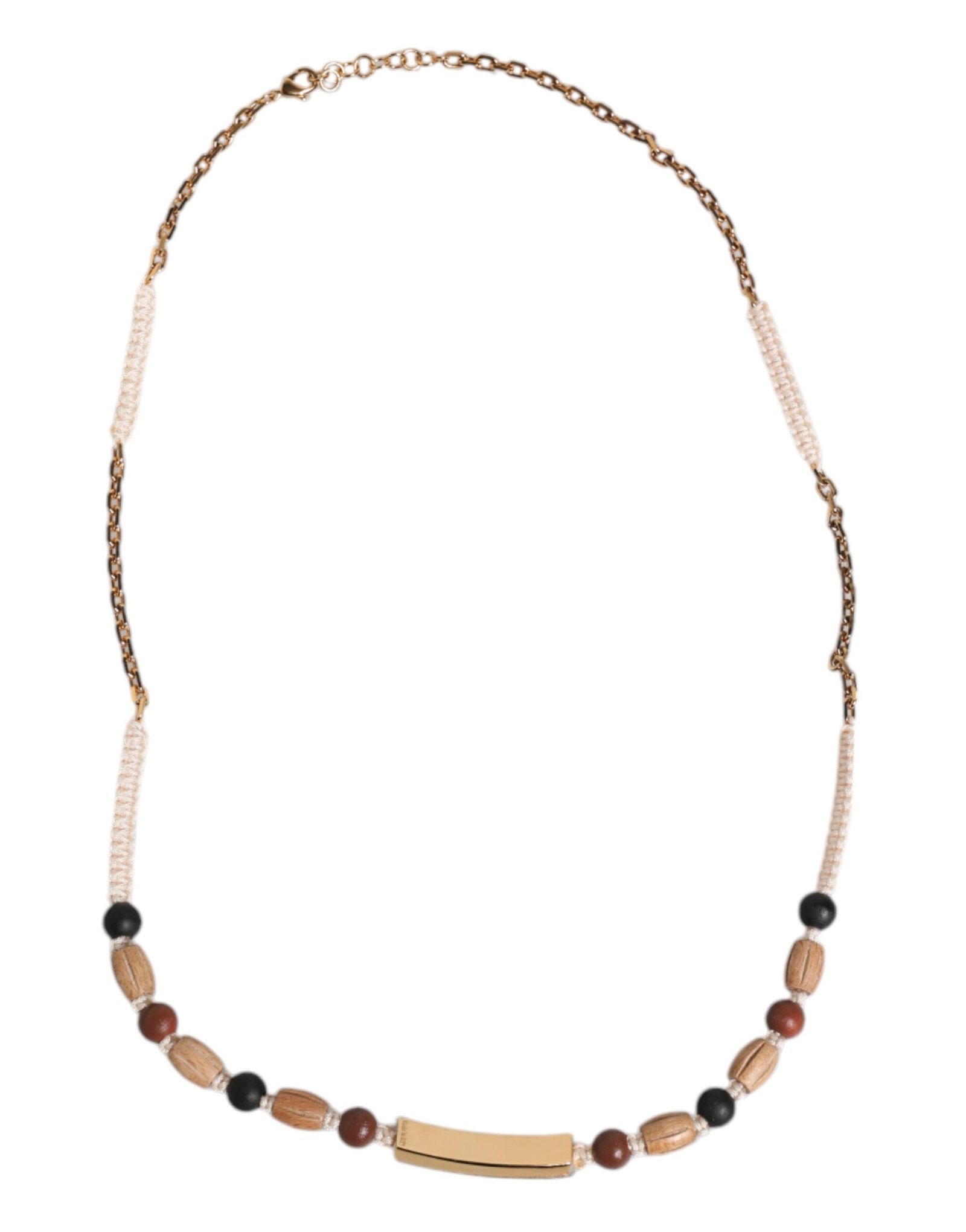 Black Gold Wooden Beaded Logo Pendant Necklace - Image 4