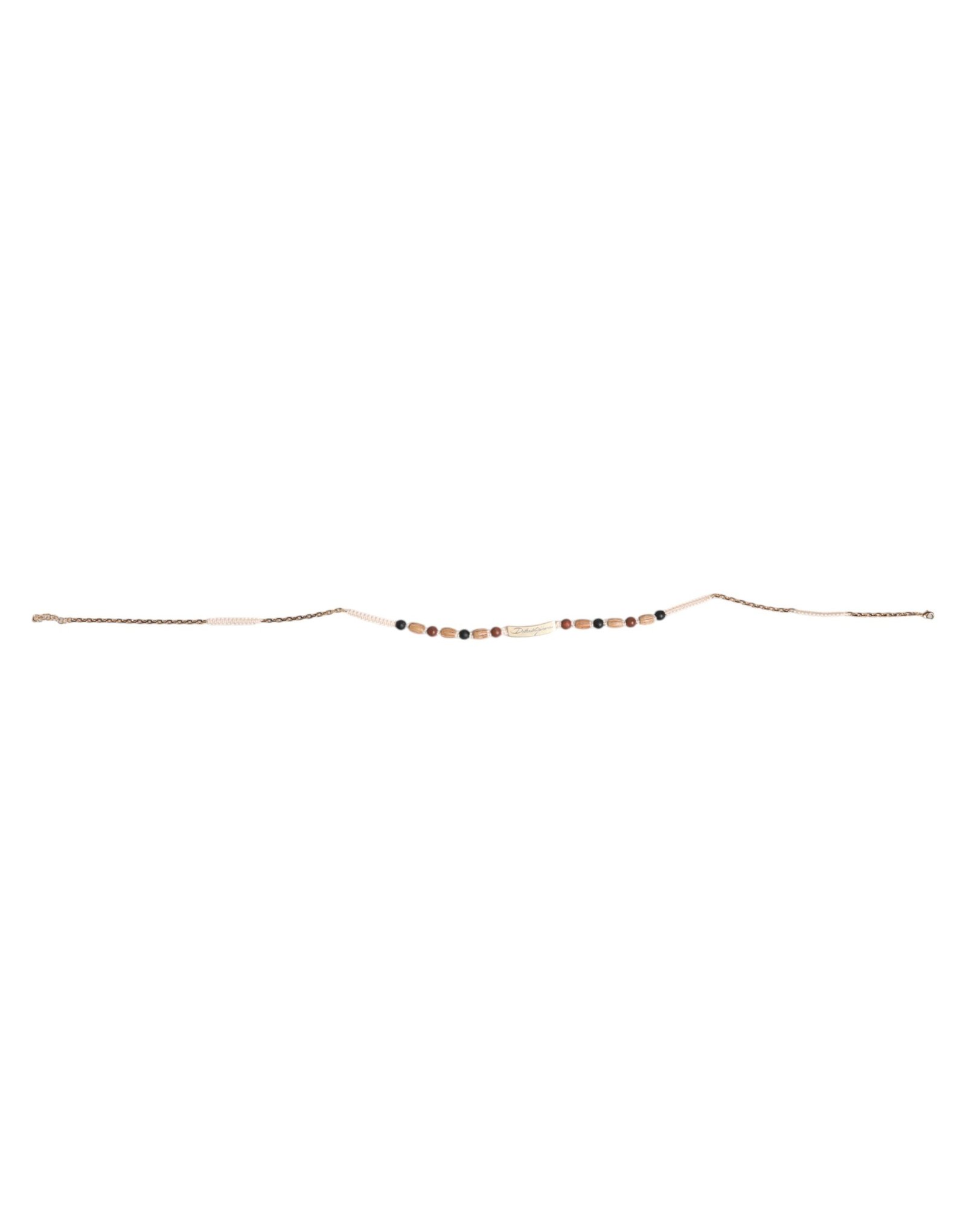 Black Gold Wooden Beaded Logo Pendant Necklace - Image 5