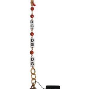 Multicolor Gold Tone Brass Chain DG Logo Dice Bracelet