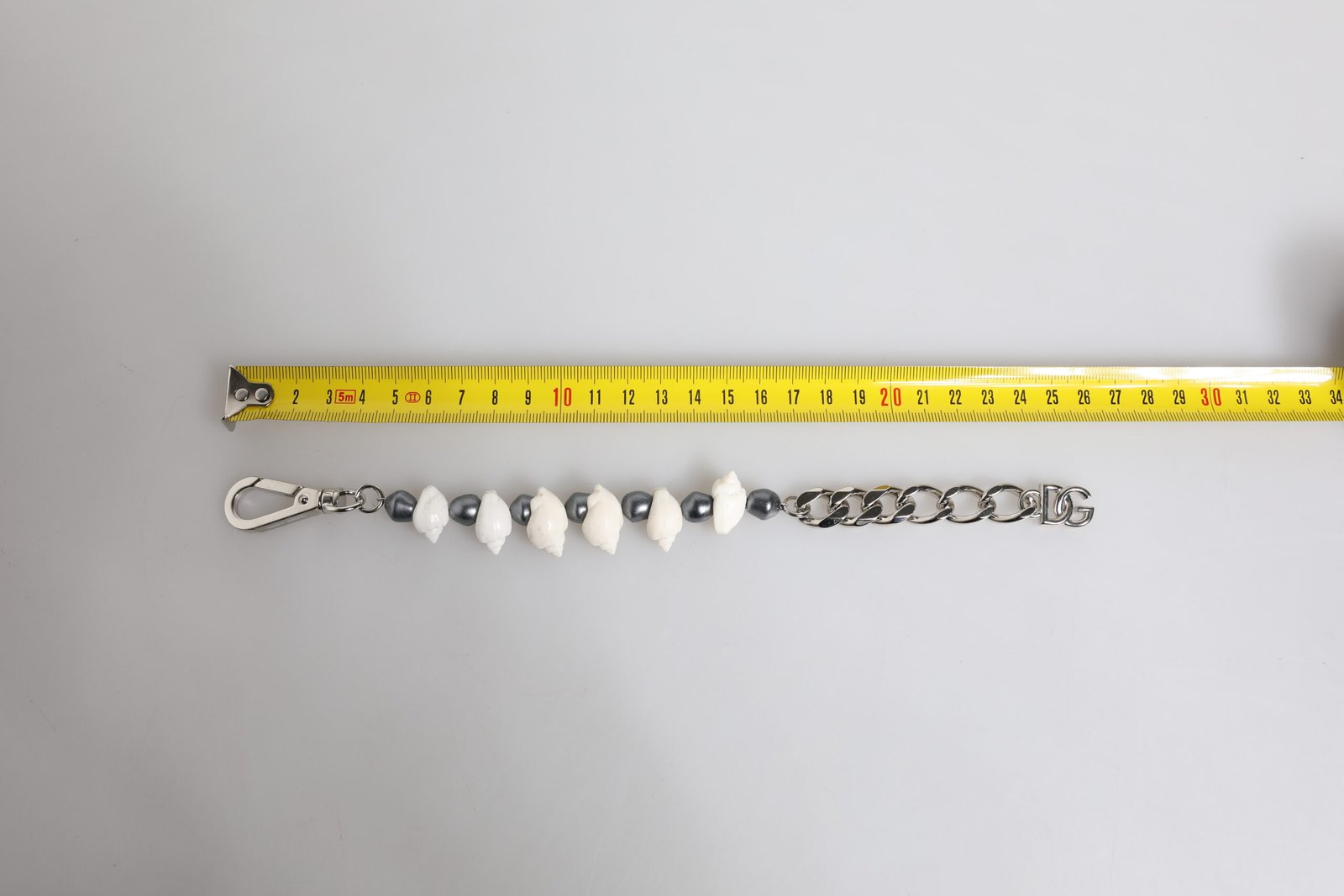 Silver Tone Brass Beaded Shell DG Logo Pendant Bracelet - Image 6