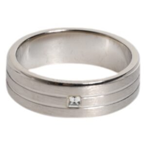 Silver Tone Brass Clear Crystal DG Logo Ring
