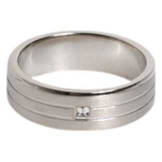 Silver Tone Brass Clear Crystal DG Logo Ring
