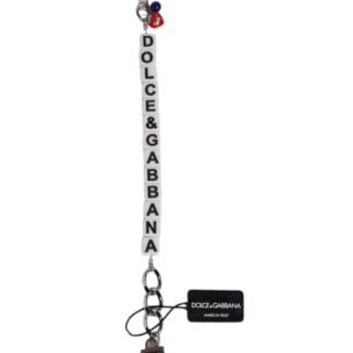 Silver Brass Chain Dice Logo Embellished Charm Bracelet