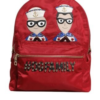 Red #DGFAMILY VULCANO Embellishment Backpack Bag