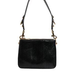Black Exotic Leather Shoulder Sling Clutch Bag
