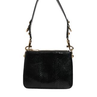 Black Exotic Leather Shoulder Sling Clutch Bag