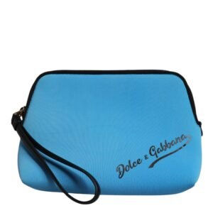 Blue DG Logo Print Clutch Zip Borse Pouch Bag