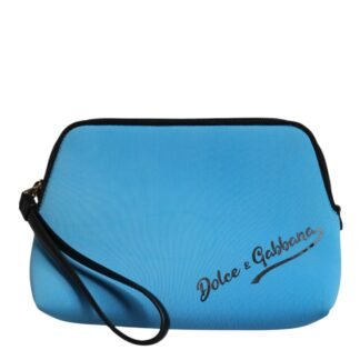 Blue DG Logo Print Clutch Zip Borse Pouch Bag