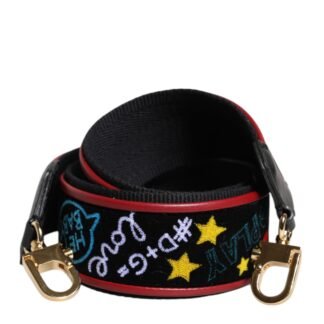 Black Cotton Printed Bag Shoulder Strap