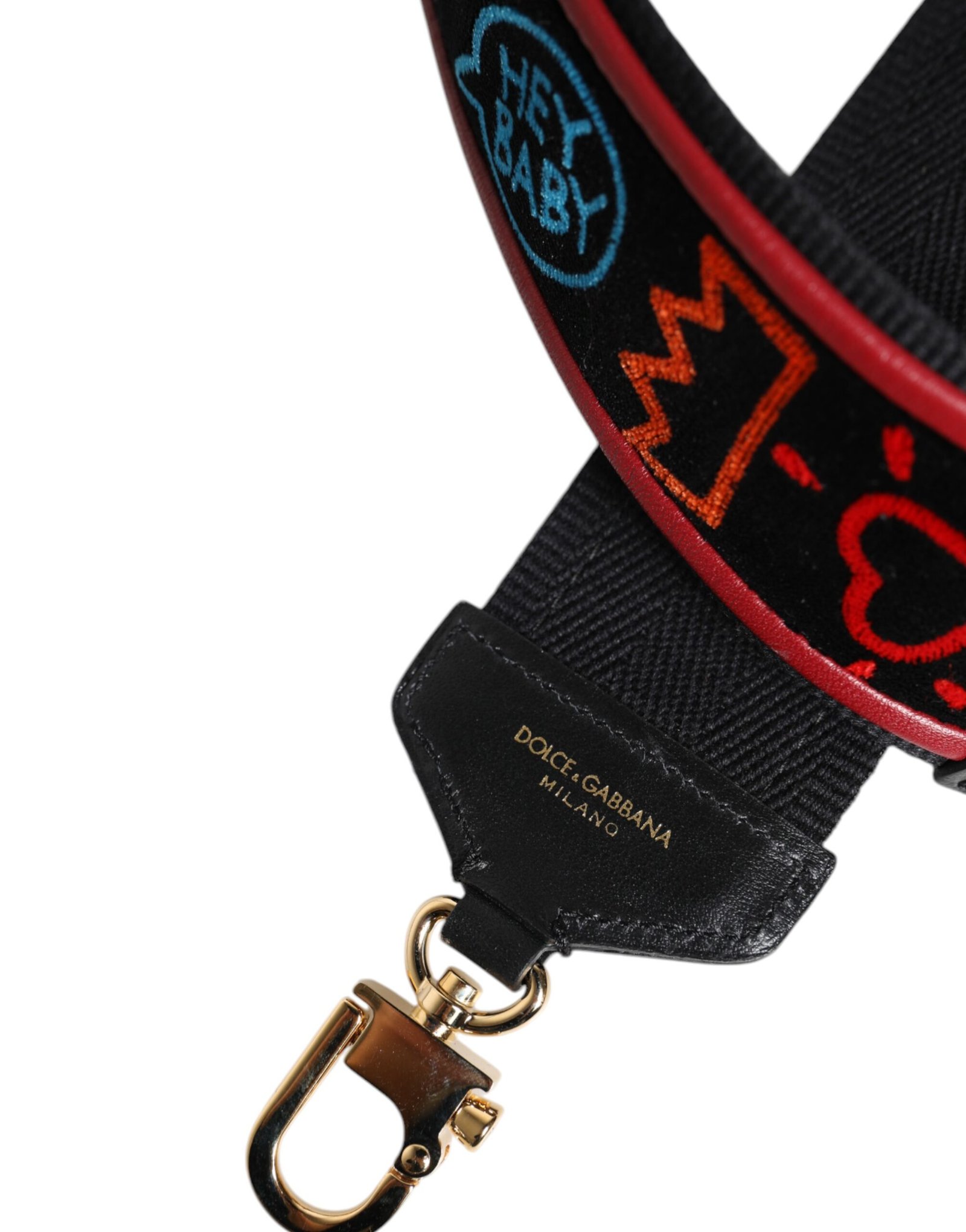 Black Cotton Printed Bag Shoulder Strap - Image 4