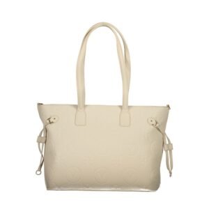 Beige Polyurethane Women's Bag with Adjustable Straps