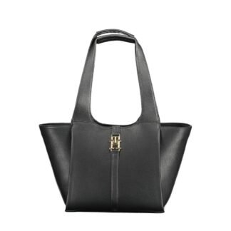 Black Polyurethane Women Handbag