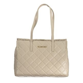Beige Polyurethane Womens Bag