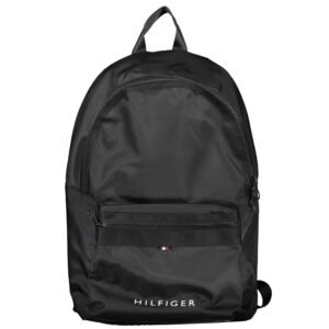 Black Polyester Men Backpack