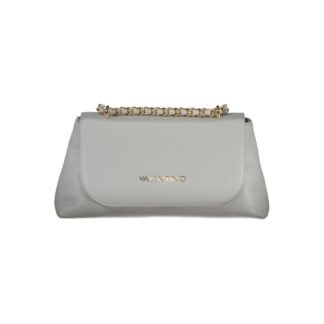 Gray Polyurethane Women's Bag with Chain Shoulder Strap