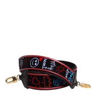 Black Cotton Printed Women Bag Accessory Shoulder Strap