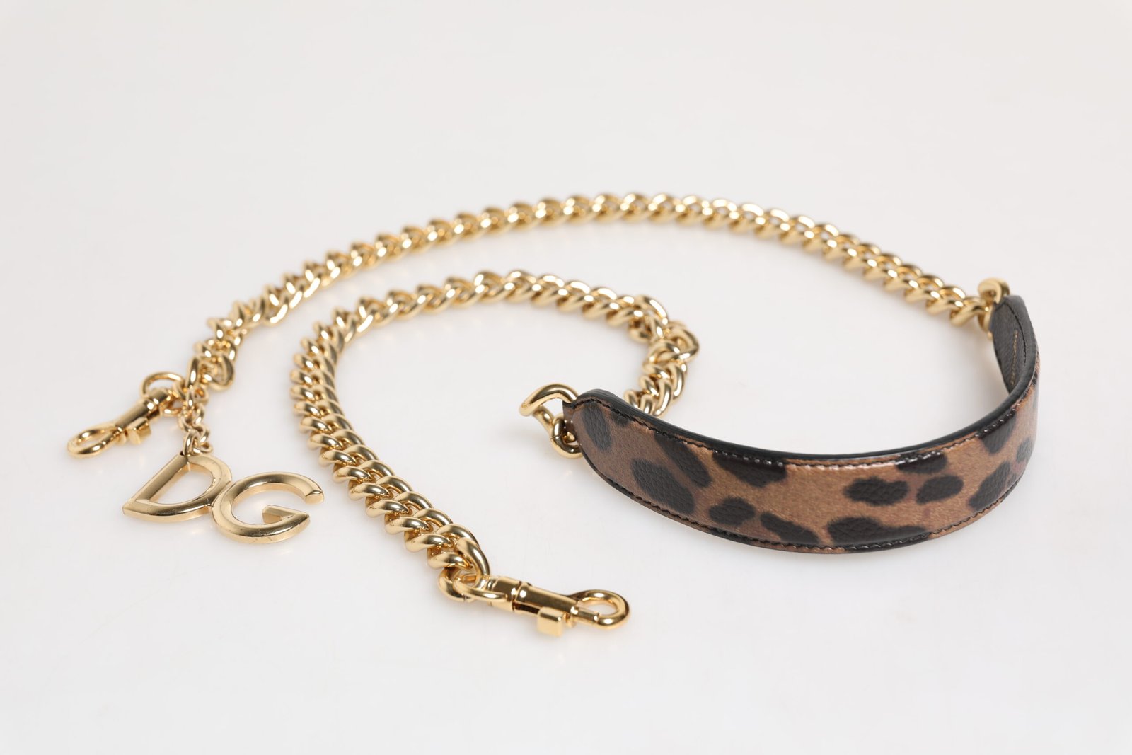 Brown Leopard Gold Brass Chain Accessory Shoulder Strap - Image 5