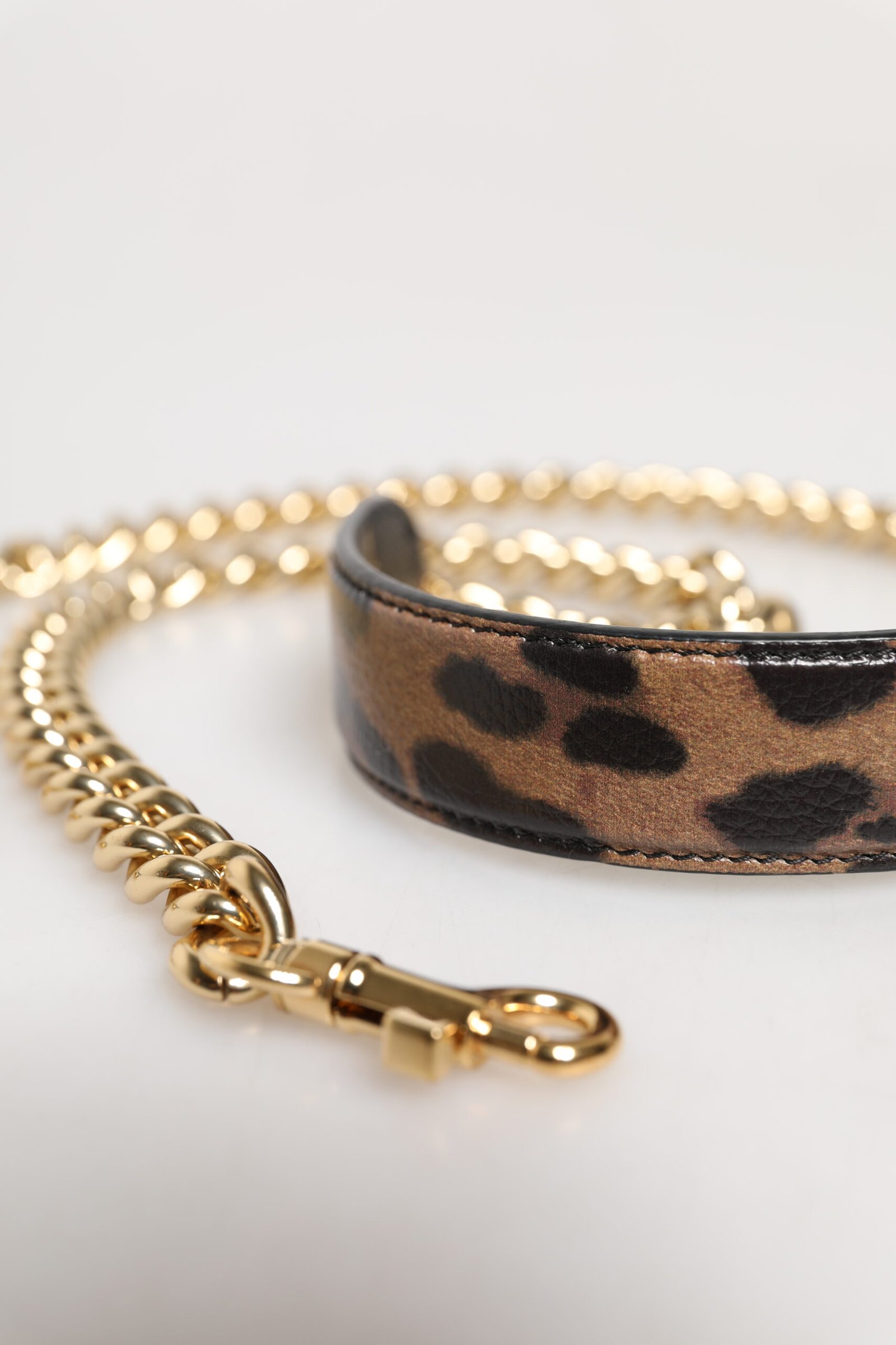 Brown Leopard Gold Brass Chain Accessory Shoulder Strap - Image 6