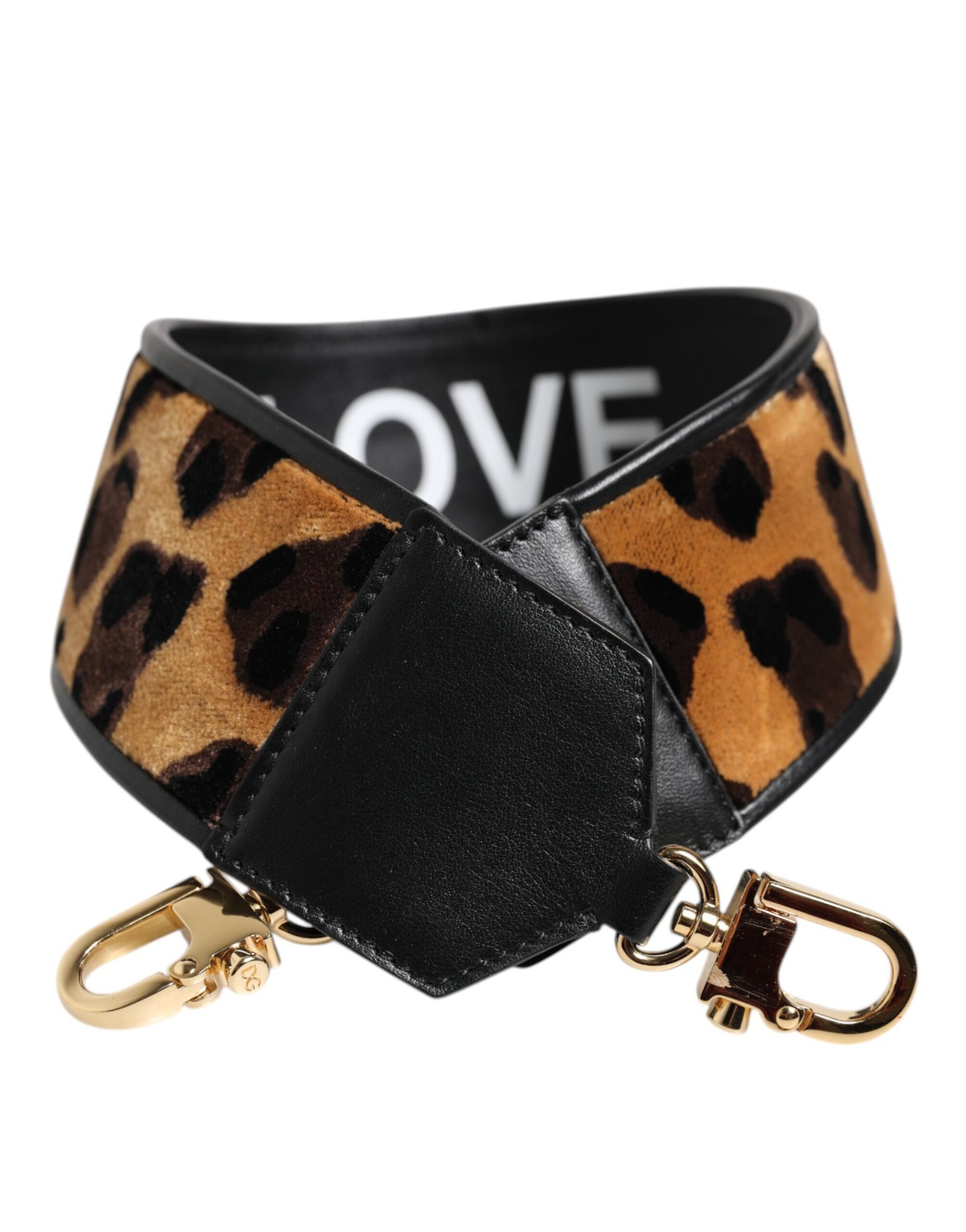 Black Leopard Print Reversible Bag Shoulder Strap - Image 2