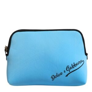 Blue Nylon DG Logo Print Clutch Zip Pouch Bag