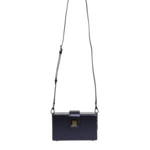 Blue DG BOX Lambskin Leather Crossbody Strap Bag