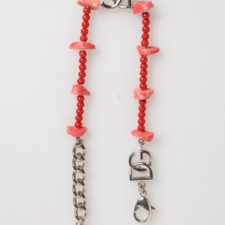 Silver Tone Brass Beaded Resin DG Logo Chain Men Bracelet