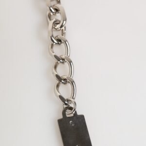 Silver Chain Brass Beaded Lobster Clasp Logo Men Bracelet