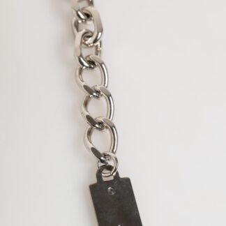 Silver Chain Brass Beaded Lobster Clasp Logo Men Bracelet
