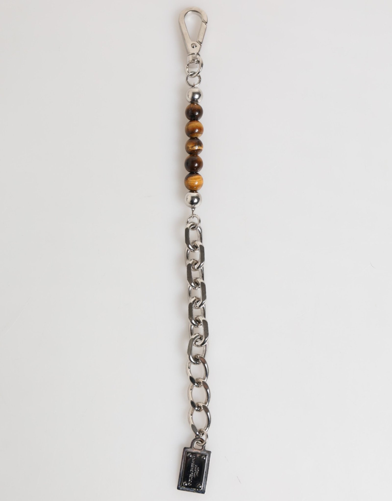 Silver Chain Brass Beaded Lobster Clasp Logo Men Bracelet - Image 2
