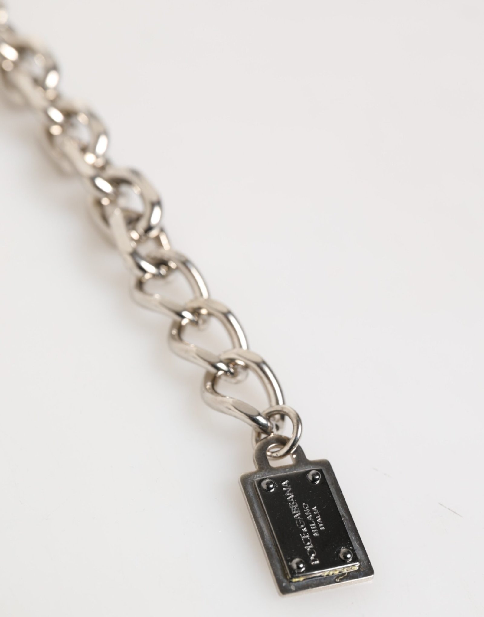 Silver Chain Brass Beaded Lobster Clasp Logo Men Bracelet - Image 3