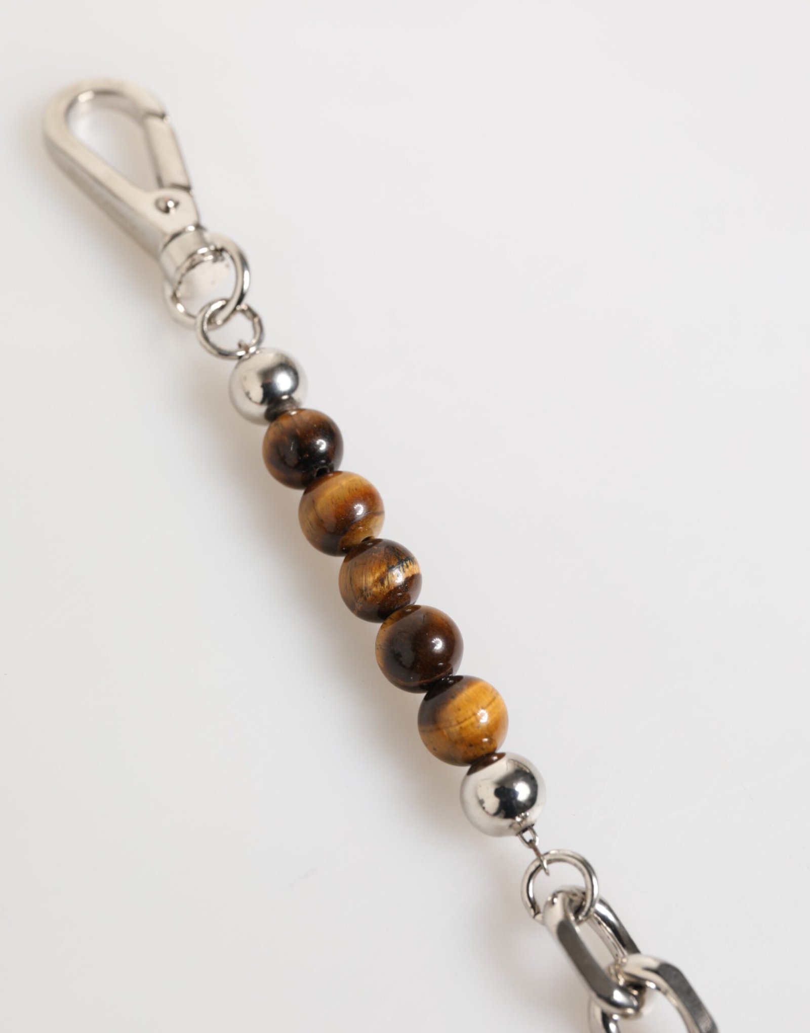 Silver Chain Brass Beaded Lobster Clasp Logo Men Bracelet - Image 4