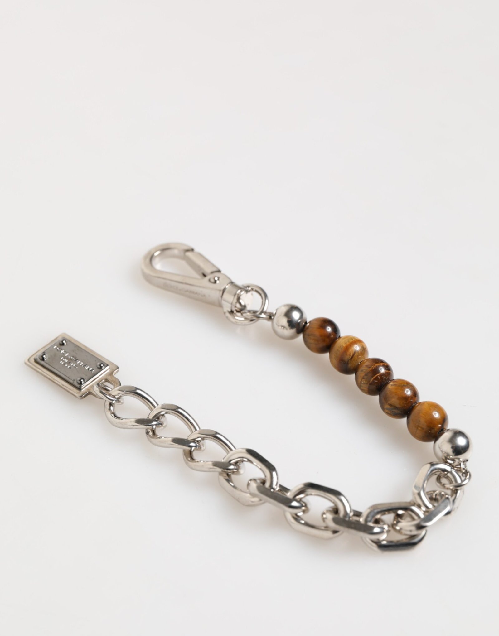 Silver Chain Brass Beaded Lobster Clasp Logo Men Bracelet - Image 6