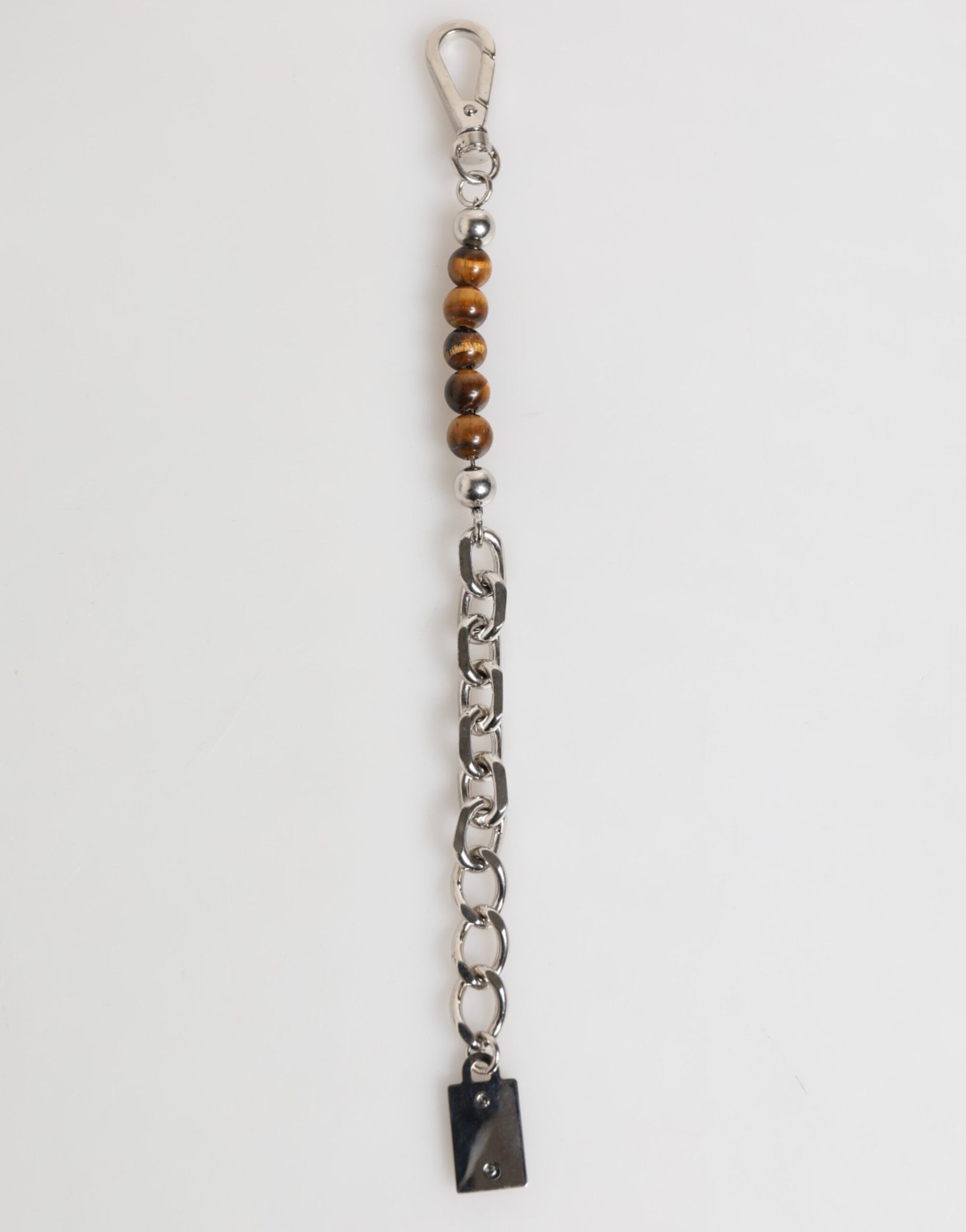 Silver Chain Brass Beaded Lobster Clasp Logo Men Bracelet - Image 7