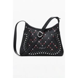 Black Polyurethane Women's Shoulder Bag