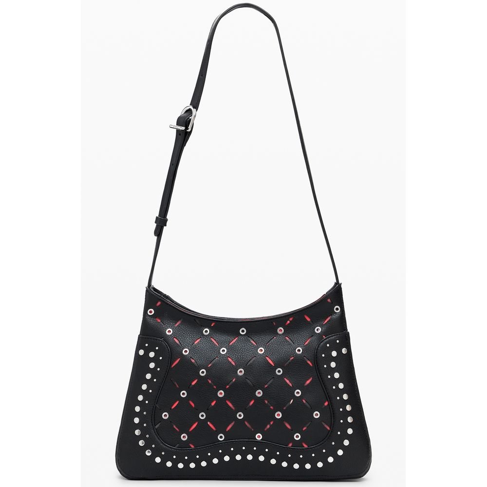 Black Polyurethane Women's Shoulder Bag - Image 3