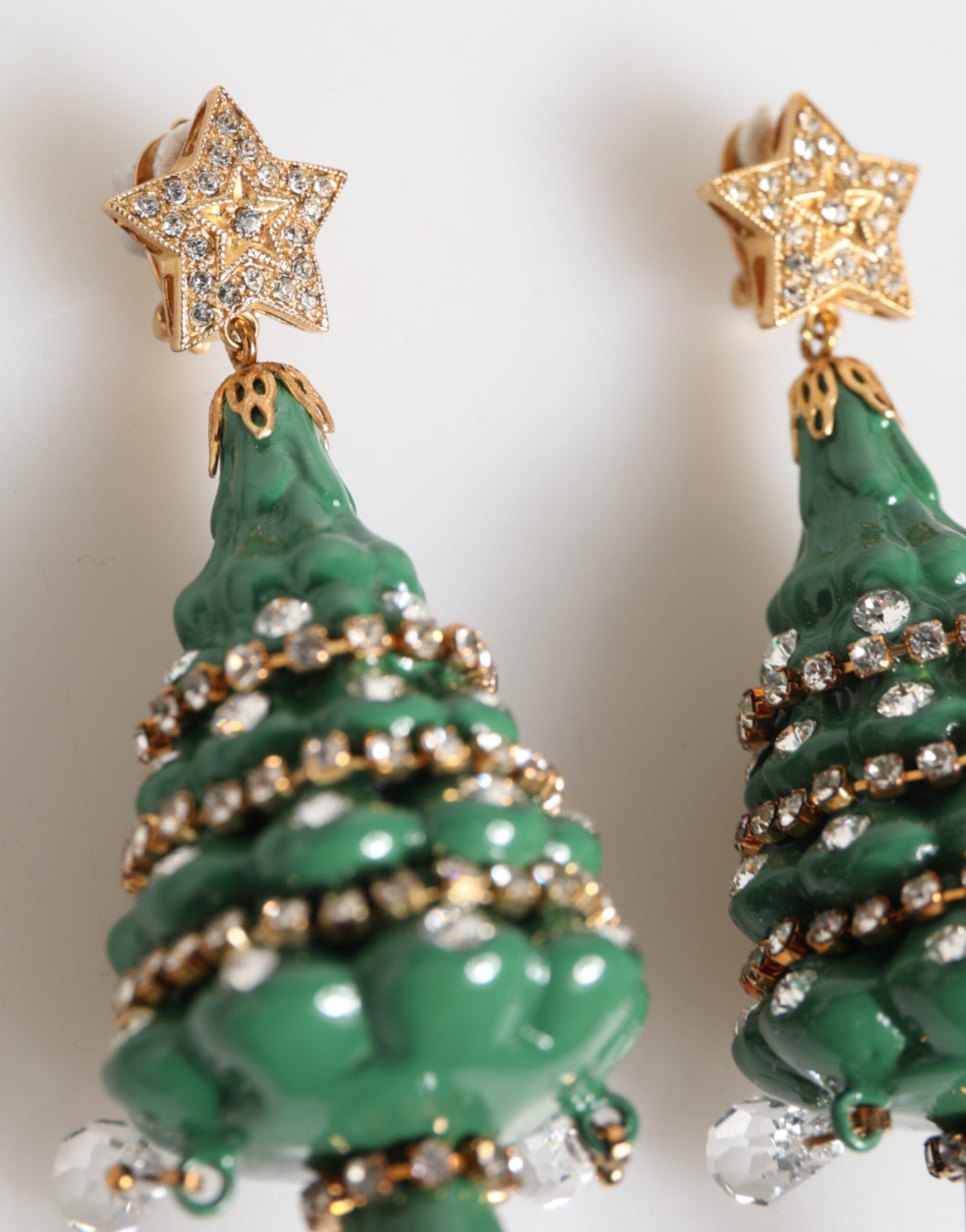 Gold Brass Multicolour Christmas Tree Earrings - Image 4