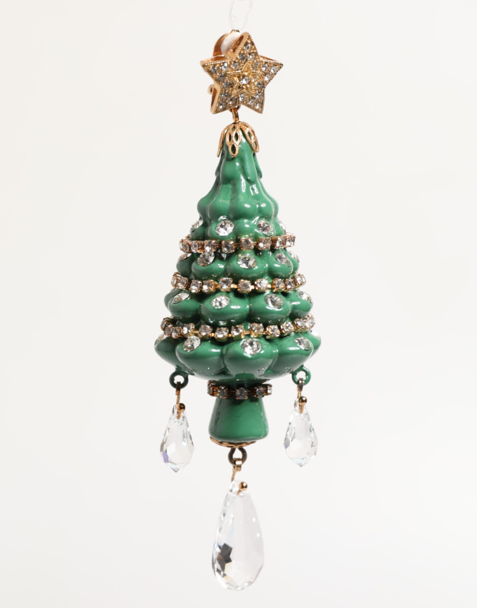 Gold Brass Multicolour Christmas Tree Earrings - Image 5