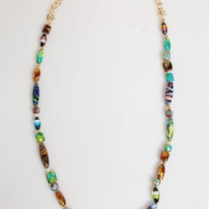 Multicolor Murano Glass Beads Brass Women Jewelry Necklace